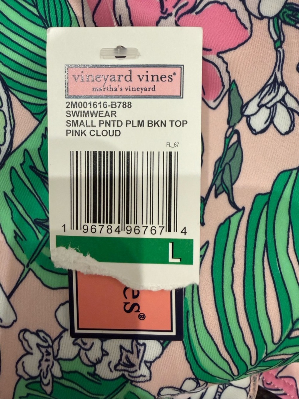 Vineyard Vines Pink Cloud Painted Palm Bikini Top - Picture 5 of 5